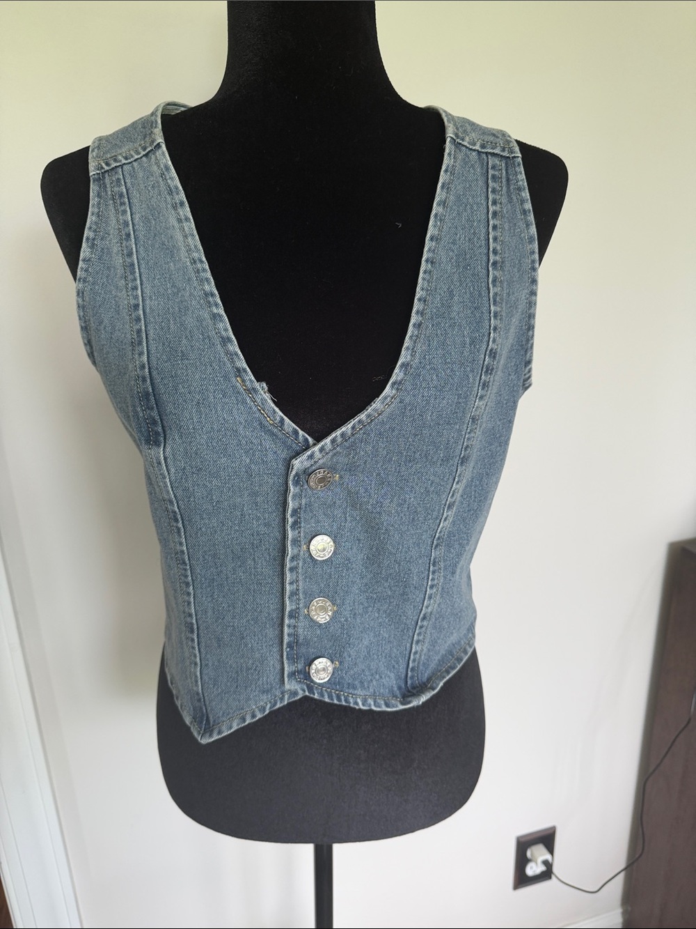 Blue Denim Women's Vest - Classic Button Front